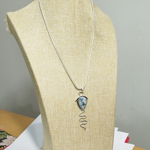 Azurite necklace, 925 silver k2 blue azurite gemstone unisex pendant necklace - Picture 6 of 10